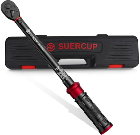 SUERCUP 1/2 Zoll 20-220NM Drehmomentschlüssel, ±3% Fehlergenauigkeit,72-Zahn Klick Drehmomentschlüssel für Fahrrad, Moto, Auto und LKW, NKW