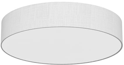 LQWELL Deckenlampe Stoff, Deckenleuchte Rund mit Leinen Lampenschirm, E27 Fassung x 2, max.40W, Ø30cm x H10cm, Grau, für Wohnzimmerlampe Schlafzimmerlampe Deckenbeleuchtung