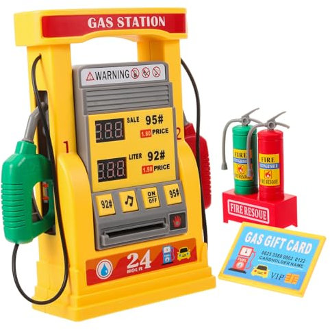 SOIMISS Stazione Di Servizio Giocattolo Fai Da Te Doppio Ugello e Display Digitale Per Ragazzo Ragazza Kit Interattivo Educativo Istruzioni Vocali e Conteggio Intelligente Per Gioco Realistico