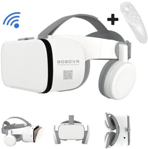 VR Headset, Virtual Reality Glasses for Adults and Kids Play 3D Movies Video Games VR Goggles w/Bluetooth Foldable Headphones Compatible with iPhone 17 16 15 14 13 12 Pro Samsung Galaxy S22 S21 etc