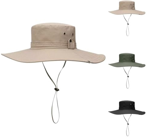 pvucpot Chapeau de Soleil Grande Taille pour Hommes, Large Bord Léger Respirant Été Anti UV Imperméable Séchage Rapide Pliable Boonie Chapeaux de Safari Pêche Randonnée Voyage Outdoor Bucket Hat