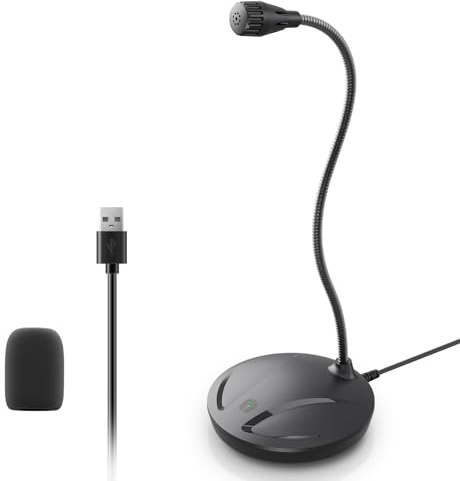 CMOCIIY Instrument Microphone for Singing, Podcasting, Voice Video Recording, Plug & Play USB Desktop Microphone for PC with Mute Button & LED Indicator, Compatible with Windows/Mac