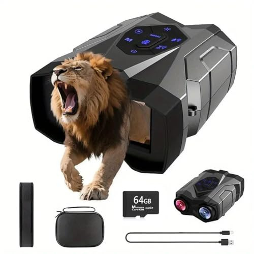 SUZLAZYR Visori notturni per Adulti, Occhiali digitali a infrarossi 4K Binocolo tattico con Fotocamera, Gadget tecnologici per papà, Attrezzatura da Caccia Regali per Uomo, Scheda da 64 GB Inclusa