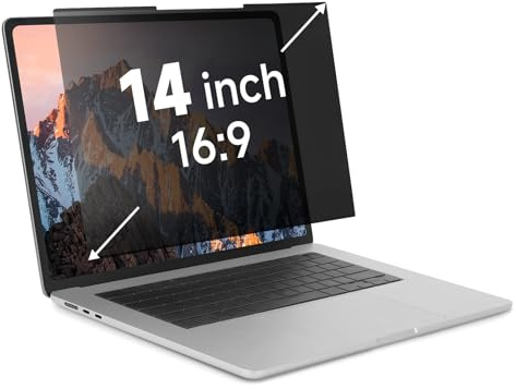 IRUYO FL Nano-Suction Laptop Privacy Screen 14 Inch 16:9, Removable Screen Privacy Shield for Laptop, Anti Glare, Anti Bule Light, Screen Protector for Lenovo HP Dell Acer Asus Thinkpad