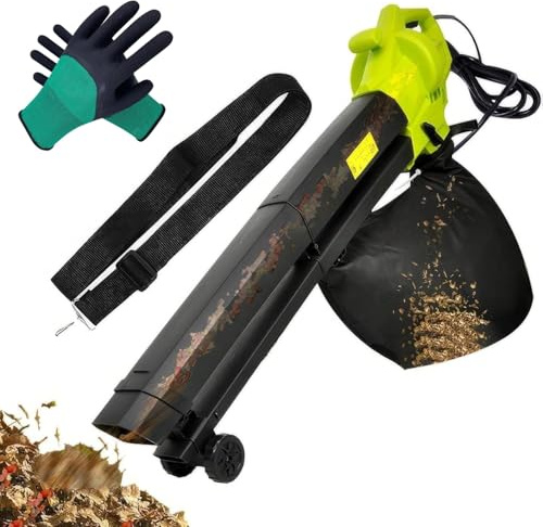 Trituratore sottovuoto da giardino da 3000 W con sacco di raccolta e ruote, funzionalità 3 in 1 per una manutenzione efficiente del prato e del cortile