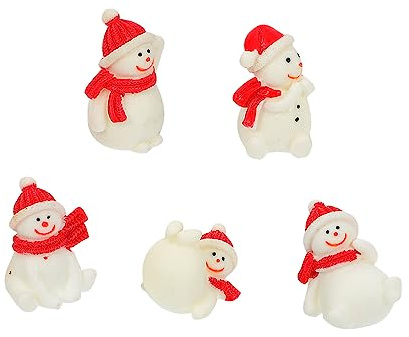 RORPOIR Aquarium Schneefiguren Aus Harz – 5 Stück Weihnachtsdekor Für Aquarium Und Reptilienbox Lebensecht Pflegeleicht Stimmungsvolle Landschaftsornamente