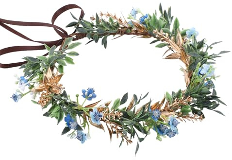 PartyforU Blumenkranz Haare Elfenohren Elfen Feen Kostüm Damen Blüten Kopfschmuck für Frauen Faschingskostüme Karneval Braut Hochzeit Renaissance Halloween Fest Geburtstagsparty