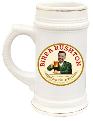 SelfHold Personalised Ceramic Beer Stein Glass | Add Your Face & Name on 22oz Stein with Gold Rim Accent | Great for Weddings, Pubs, Festivals (Personalised Birra Moretti Design)