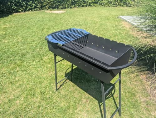 Holzkohlegrill Rechteckig 70×32 cm | Stabiler Garten- & Campinggrill aus Stahl | Wandstärke 3 mm | Standgrill 80 cm Höhe | Tragbarer BBQ Grill für Outdoor (4 mm)