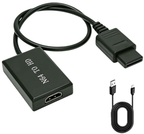 N64 zu HDMI Konverter HDMI Kabel für Nintendo 64/SNES/N64 HDMI Adapter Kompatibel mit Gamecube/SFC/NGC Konsole/HDTV/Monitor/Projektor (Schwarz, 1PC)
