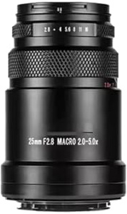 Compatible for Sony E Canon RF Nikon Z Fuji X Lumix L Mount 25 mm F2.8 Plein Format 2X-5X Ultra Macro Objectif à Mise au Point Manuelle(Fuji XF)