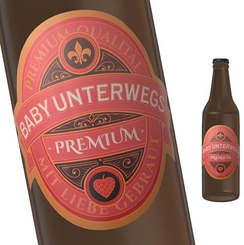 FunFest - 6er Set Etiketten für Bierflaschen - Baby unterwegs - Grün & Gold