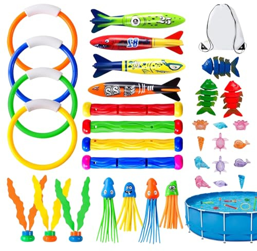 Generisch Juguetes de buceo para piscina, divertidos juegos de natación - 35 piezas de juguete de buceo de verano como piedras preciosas | Para niños, niñas, exteriores, viajes, jardín, patio, crucero