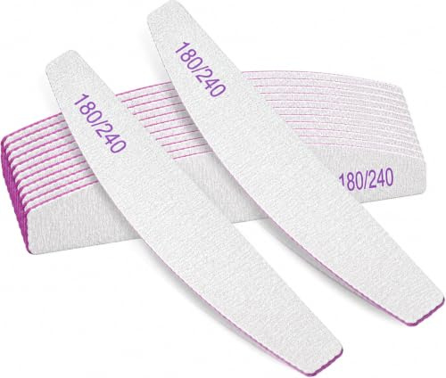 Lot De 13 Limes à Ongles Double Face Grain 180/240, Lime à Ongle Forme Demi-lune Pour Nail File Set, Limes à Ongles Professionnelle, Manucure & Pédicure à Domicile ou en Salon Lime à Ongle