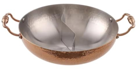 Compartment Pentola da Tavola Acciaio Strato Divisorio Integrato Artigianalità Esterno Martellato Praticità Due Manici Usata per Eventi Cucina Cena Casa, color to 8, 30CM C