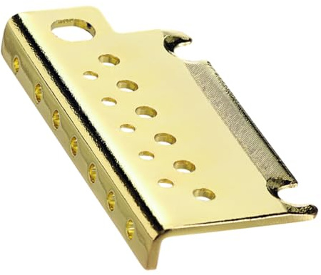 CLISPEED Electric Guitar Tremolo Bridge Plate, 2-point Mounting Metal Base Plate for Six String Guitar System, Gold Colour, Simple Replacement, Prolongs Instrument Life, for Stage