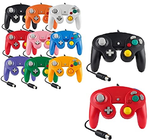 Controller per Game Cube bianco e switch con cavo Gamepad Joypad (nero/rosso)
