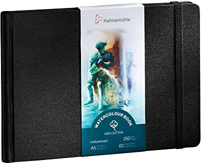 Hahnemühle Watercolour Book 100% Cotton, 250g/m², matt, oberflächengeleimt, 30 Blatt/60 Seiten, Aquarellbuch (A5 - Landschaftsformat)