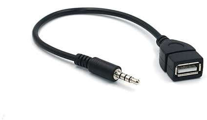 Ziyan 3.5mm AUX Audio Stecker auf USB A Buchse Auto Adio Adapter Kabel Konverter Autoradio für Car Stereos, Auto-GPS, CD, DVD-Audio Schwarz