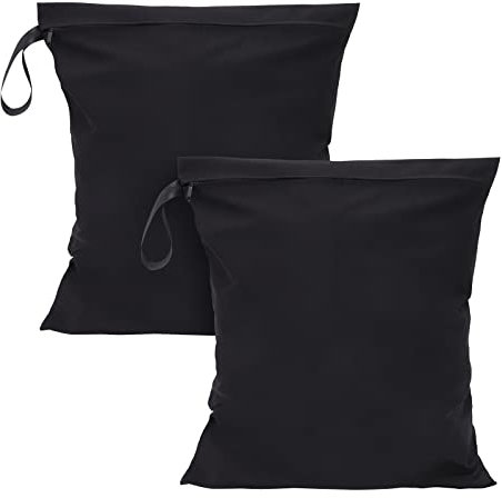 FRETONBA Wetbag 40x 50 cm 2 Stück Nasstasche Wiederverwendbar mit Reißverschluss, wasserdichte Wet Bag Schmutzige Kleidung Tasche Organiser für Badeanzüge, Strandtuch, Sportkleidung - Schwarz