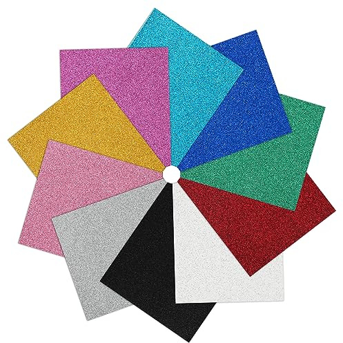 IModeur 10 Pack Glitter Heat Transfer Vinyl Sheets - 30.5 x 25.4 cm Iron on Vinyl for Silhouette, Cameo, HTV Bundle for Shirt, Clothes, Hats, Pants, Other Fabric