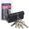 Cilindro de cierre por ambos lados con cerradura APECS cilíndrica de perfil negro, 70 (30/40) mm para cerradura de puerta con 5 llaves modelo SM-70(30/40)-BLM