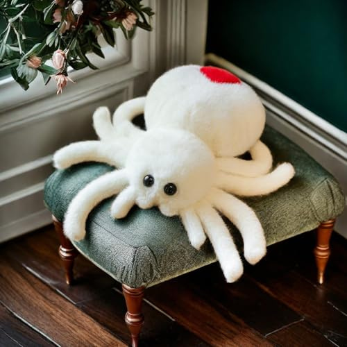 XItbyja White Spider Plush,Spider Stuffed Animal Toy,Cute Spiders Plushie,9.8inch Huggable Jumping Spiders Toy,Adorable Pillow Doll for Kids Halloween Decor