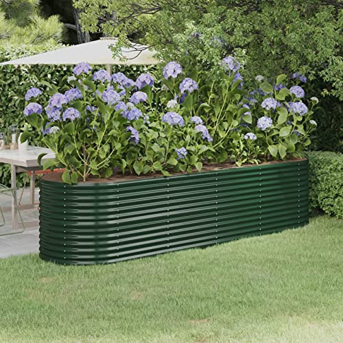 Xichuzi Hochbeet Pulverbeschichteter Stahl 296x80x68 cm Grün, Palettenrahmen, Hochteich, Gemüsebeet, Kräuterregal Balkon, Blumenbeet, Kräuterspirale, Tomatenbeet, Pflanzhochbeet - 318958