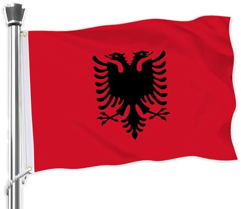 Albania Albanien Flagge, große 3x5 FT albanische Flagge, 36x60 Zoll große digitale doppelt gedruckte langlebige 75D dicke Polyester Dekorationen mit 2 Messing Grommet