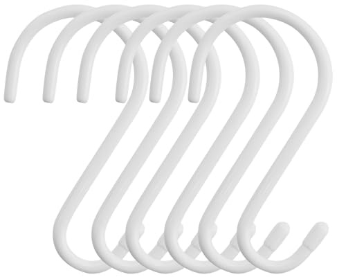 DAVIDJAMESCLARKE 6 Grands crochets en S blancs -Petit crochet de cuisine- Charge maximale : 30 kg - Pour armoire, jardin, garage