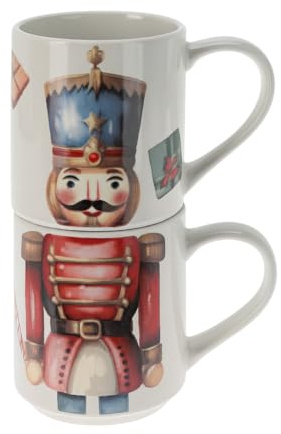 Magie di Natale Tazza di Natale in Porcellana per Decorazioni Natalizie 265 ml Set da 2 (Schiaccianoci)