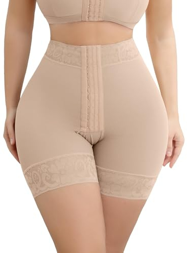 Culotte gainante taille haute pour femme - Culotte amincissante pour les hanches - Culotte gainante - Short amincissant, beige, M