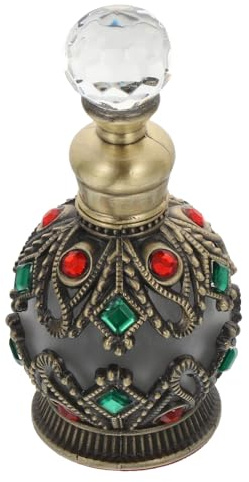 ZUNOXAZ Botella de Perfume Vacía de Vidrio Vintage 15 Ml, Envase Rellenable para Aceites Esenciales, Frasco Retro Decorativo para Viajes y Decoración del Hogar