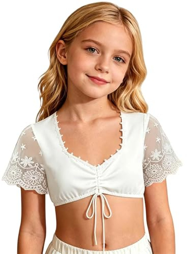 Chemise Fille Oktoberfest Blouse pour Fille Blanche Manches Ailes Chic