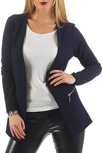 DANAEST Longblazer Damen Stretch mit Taschen Blazer elegant lang | Leicht taillierter Schnitt, offen tragbar und vielseitig kombinierbar für Business, Büro, Freizeit und festliche Anlässe