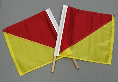 18 x 18 Official Semaphore Signal Flag Set, Sets Include 2 Authentic Nylon Signal Flags Mounted on 24 Wood Poles, Made in USA