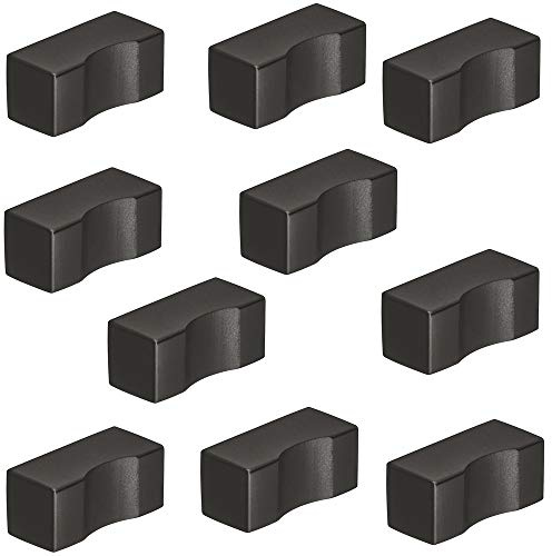 Gedotec Möbelknopf Edelstahl schwarz Schrank-Knopf mit Griff-Mulde für Schublade - H10056 | Edelstahl Möbelgriff Küche 12 x 25 mm | Design-Knopf eckig | 10 Stück - Möbel-Knäufe mit Möbelschrauben