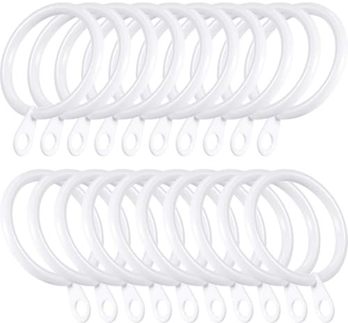 Shappy 20 Piezas de Anillos de Cortina de Metal Anillas Colgante para Cortina y Barras, 30 mm de Diámetro Interno (Blanco)