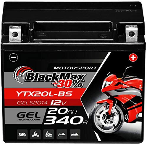 BlackMax YTX20L-BS Motorradbatterie GEL 12V 20Ah GTX20L-BS CTX20L-BS Outlander