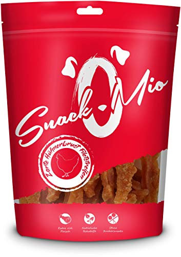 SnackOMio – Premium Hundesnack – zarte Hühnerbrust Filetstreifen, getreidefrei, 1er Pack (1 x 500g)