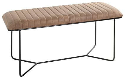 HAKU Bank braun, schwarz, Echt Leder, Metall - Maße: B 100 cm x H 48 cm x T 38 cm, Style: Industrial