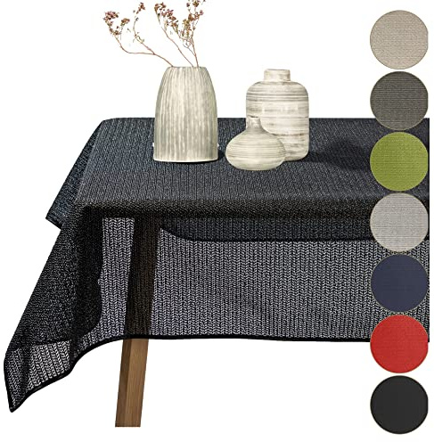 Cleanlevel EST 2016 Tischdecke Outdoor Wetterfest Abwischbar - Gartentischdecke rutschfest aus PVC Weichschaum, Tischschutz für Garten Balkon Terrasse (Schwarz, 110x140cm (BxL))