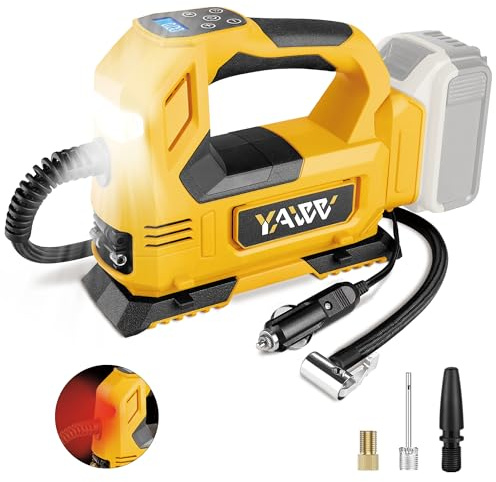 YAWV Cordless Tire Inflator Air Compressor for Dewalt 20V Max Battery,160PSI Portable LED Light Handheld Pump with Digital Pressure Gauge Cars Motorcycles Bikes Sport Balls(Battery Not Included)