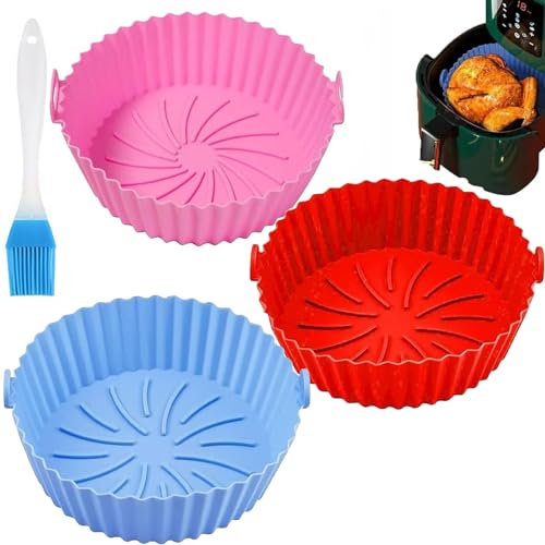 3 Pezzo Cestino per Friggitrice ad Aria in Silicone Accessori per Friggitrice ad Aria in Silicone Teglie per Friggitrice ad Aria in Silicone Teglia per Friggitrice Ad Aria.
