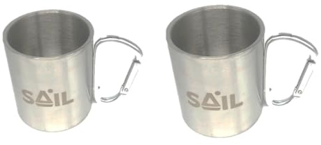 Conny Clever Edelstahl Thermobecher mit Henkel Becher 2er Set Edelstahl-Kaffeebecher Metall Thermosbecher Edelstahlbecher doppelwandig Kaffeetasse Tasse Camping Zubehör (2x200ml)