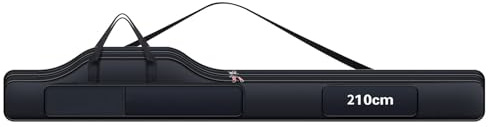 Sunydog Fiskeväska, bärbar hopfällbar fiskespö, fiskespö, redskap, fiskeväska, reseväska, organisatör, Svart, 210cm, sport