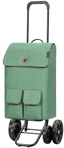 ANDERSEN Shopping Trolley - Quattro Shopper Ipek Mo Sage 42 L Hand Trolley Insulated Cooler Bag Robust Height Adjustable Quiet Wheels Multifunction Removable Wheels, 185-219-50 | With 4 wheels, height adjustable, pushable and pulled, up to 50 kg - bag as cool bag, front pocket, reflectors, 42 L
