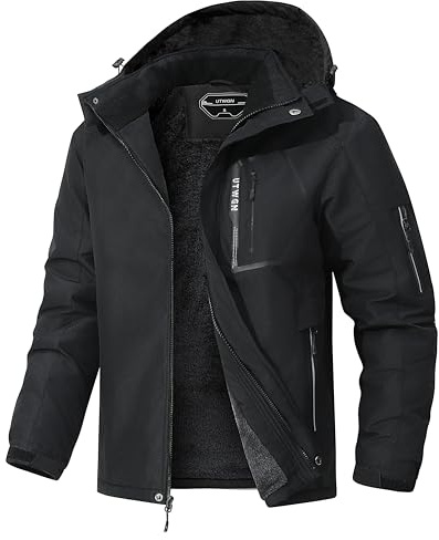 UTWGN Men's Ski Jacket Winter Warm Snow Coat Waterproof Windbreaker Hooded Work Outerwear Snowboarding Jackets