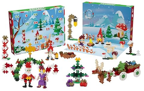 Plus Plus Calendario de Adviento de Navidad 2025, 25 juguetes para niños, mini kit rompecabezas 3D, regalos divertidos de cuenta regresiva para las vacaciones, 600 piezas - Navidad en el bosque