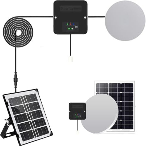 Anern 2 Paquete Luz Solar 750LM Lámpara Solar Interior 1W12V Lámpara+6W 6V Panel Solar+7M Cable Luz Solar Interior para Cocina Interior Jardín Camping Tienda Pesca Iluminación